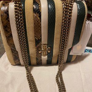 Tory Burch Kira Exotic Stripe Square Crossbody Bag In Yellow Multi NWT NWT/NEW T